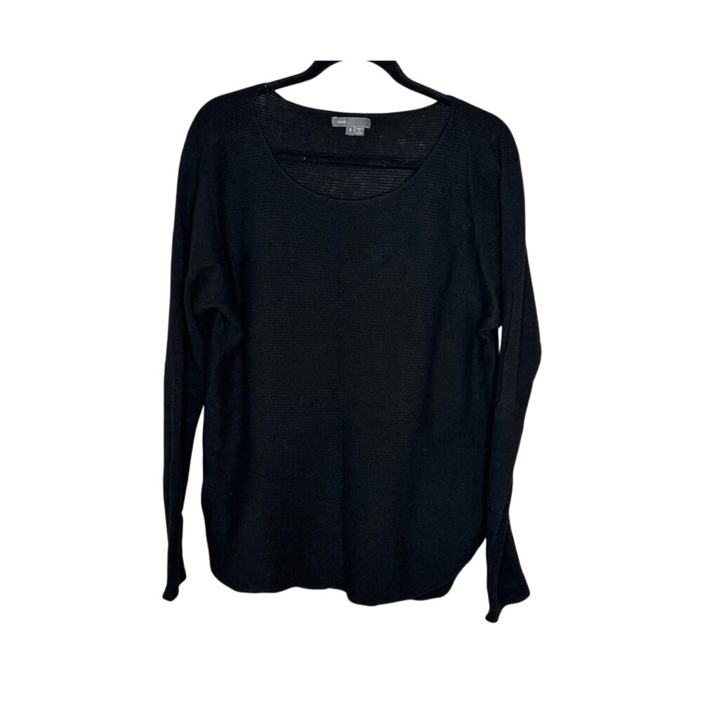 Vince Sweater Womens S Black 100% Cashmere Ribbed Knit Pullover Crewneck Luxury